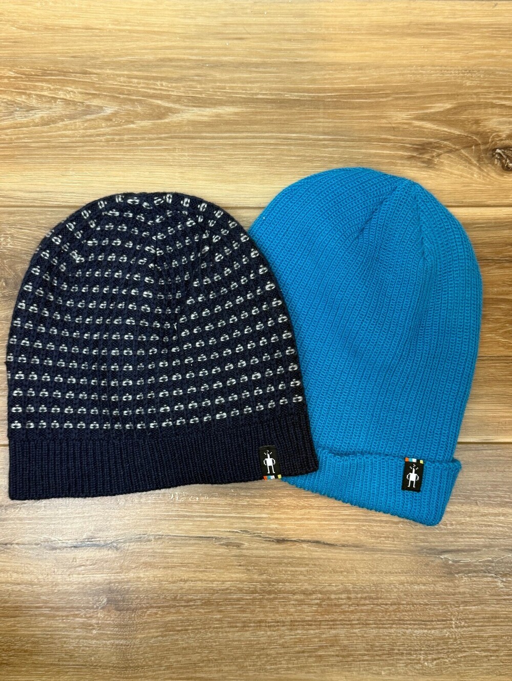 Smartwool Wool Blend Navy and Blue Beanie Hat Bundle (2 hats)